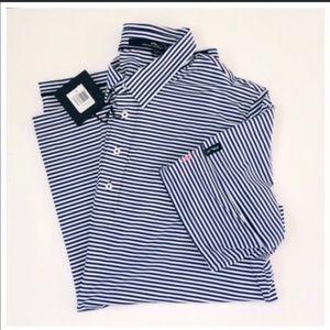 NWT RLX Ralph Lauren Blue and White Golf Shirt XL